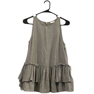 Abound Striped Tank Top with Tiered Ruffle Peplum Grey S